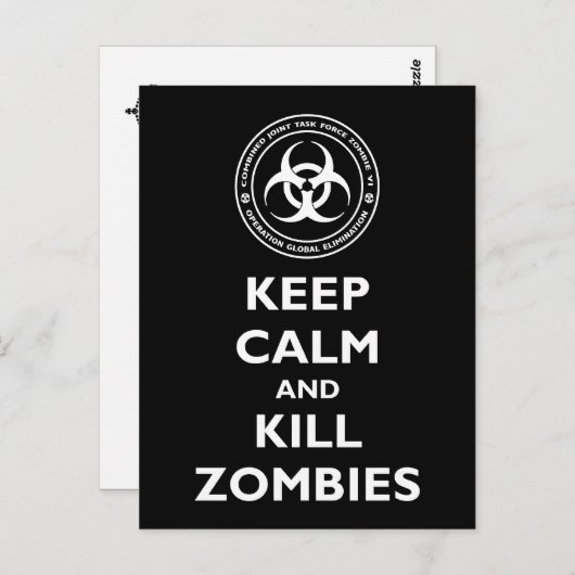 Kill Zombies Briefkaart (Voorkant / Achterkant)