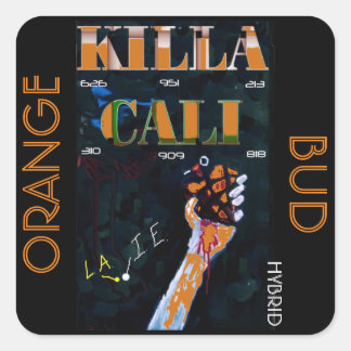 KILLA CALI ORANJE BUD VIERKANTE STICKER