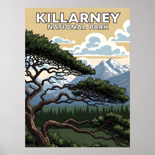 Killarney national park vintage travel poster (Voorkant)