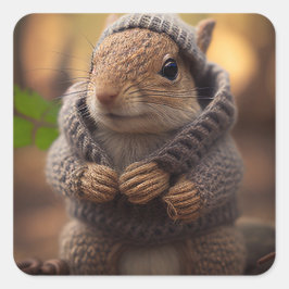 kille eekhoorn vierkante sticker