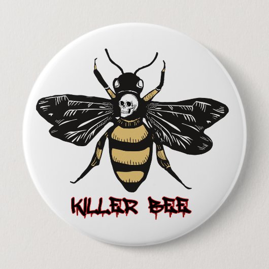 killer bijentekening ronde button 4,0 cm (Voorkant)