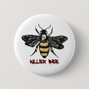 killer bijentekening ronde button 5,7 cm