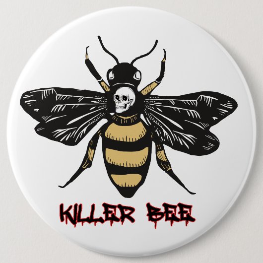  killer bijentekening ronde button 6,0 cm (Voorkant)