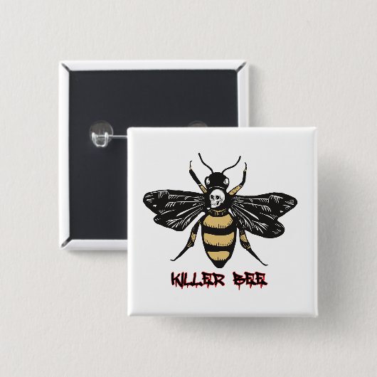  killer bijentekening vierkante button 5,1 cm (Voorkant /achterkant)