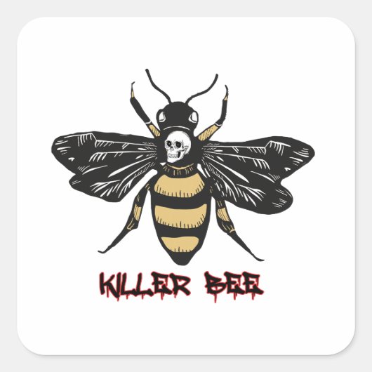  killer bijentekening vierkante sticker (Voorkant)