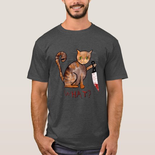 Killer Cat, handgeschilderd, T-Shirt Humor eigenaa (Voorkant)