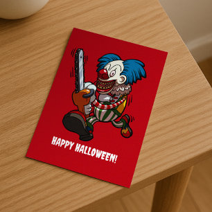Killer Clown Fijne Halloween Horror Cartoon Briefkaart