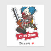 Killer Clown Halloween Horror Chainsaw Cartoon Sticker (Vel)