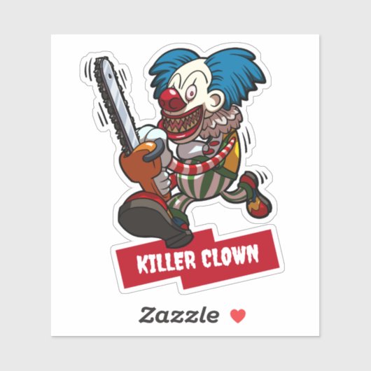 Killer Clown Halloween Horror Chainsaw Cartoon Sticker (Vel)