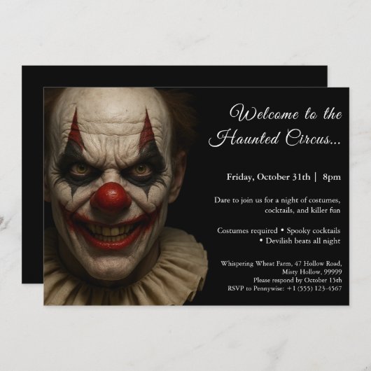 Killer Clown | Halloween kostuum party uitnodiging (Voorkant / Achterkant)