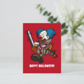 Killer Clown Happy Halloween Horror Cartoon Briefkaart (Staand voorkant)