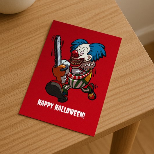 Killer Clown Happy Halloween Horror Cartoon Briefkaart