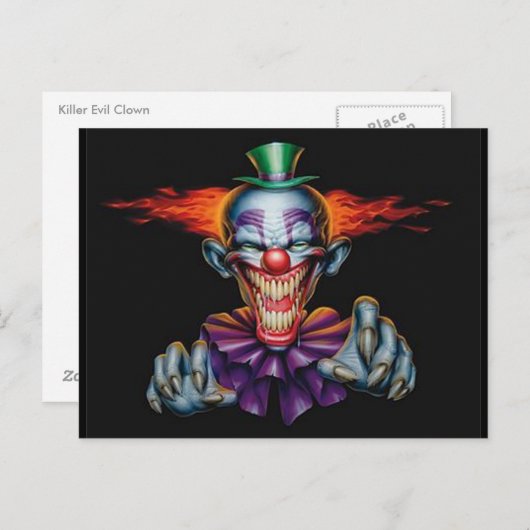 Killer Evil Clown Briefkaart (Voorkant / Achterkant)