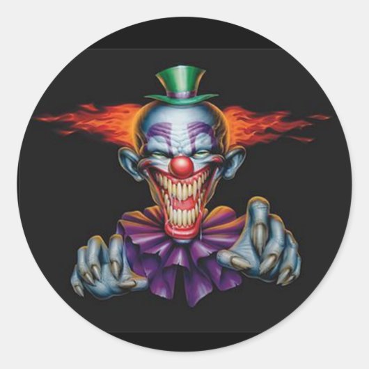 Killer Evil Clown Ronde Sticker (Voorkant)