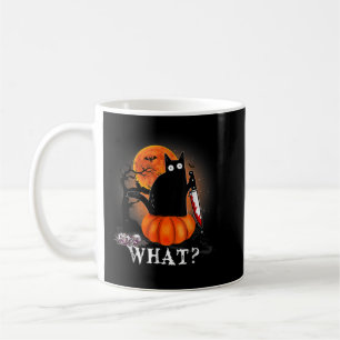 Killer Halloween Scary Moon Black Cat met mes P Koffiemok