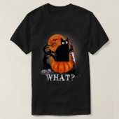 Killer Halloween Scary Moon Black Cat met mes P T-shirt (Design voorkant)