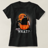 Killer Halloween Scary Moon Black Cat With Knife P T-shirt (Design voorkant)