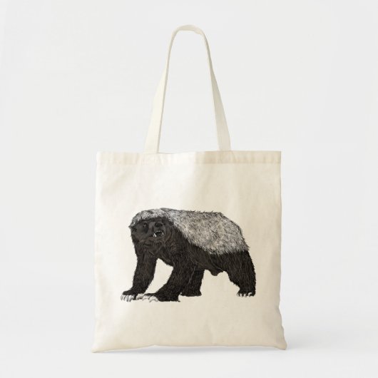 Killer Honingdas Onverschrokken Attitude Dier Kuns Tote Bag (Voorkant)