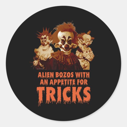 Killer Klowns van de ruimte Halloween Spelen T Ronde Sticker (Voorkant)