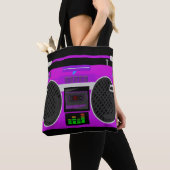 Killer Paarse Boombox Stereo Tote Bag (Dichtbij)