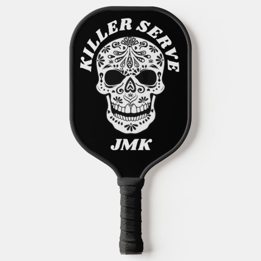 Killer Serve Sugar Skull Monogrammen Pickleball Paddle (Voorkant)