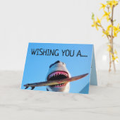 KILLER SHARK FUNNY BIRTHDAY KAART (Gele Bloem)