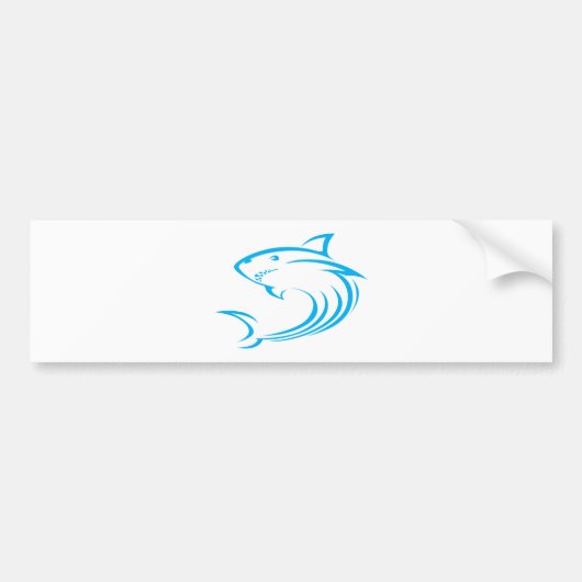 Killer Shark in Swish Drawing Style Bumpersticker (Voorkant)