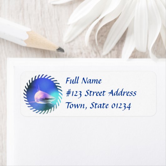 Killer Shark Return-adreslabel Etiket (Insitu)