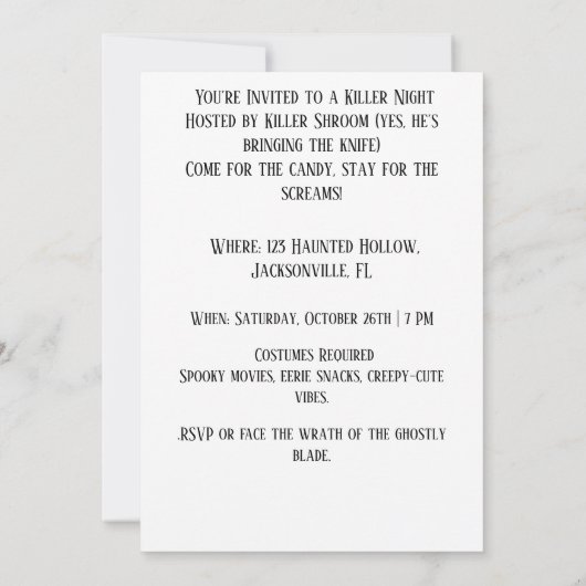 Killer Shroom-Let's get a little spooky Kaart (Achterkant)