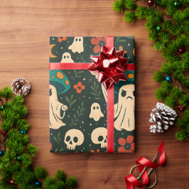 Killer Shroom-Skull & Flowers Patroon Cadeaupapier