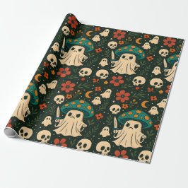 Killer Shroom-Skull & Flowers Patroon Cadeaupapier