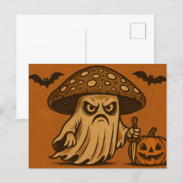 Killer Shroom-Spooky Ghost met Mes Feestdagenkaart