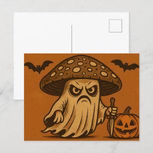 Killer Shroom-Spooky Ghost met Mes Feestdagenkaart