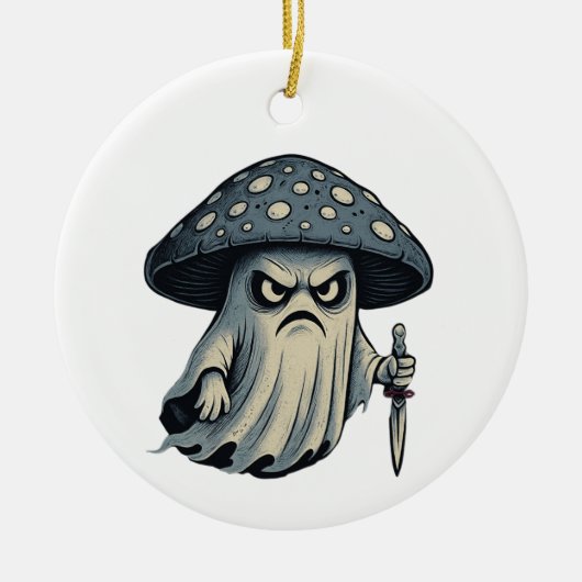 Killer 'Shroom – Spooky Ghost with Knife  Keramisch Ornament (Voorkant)