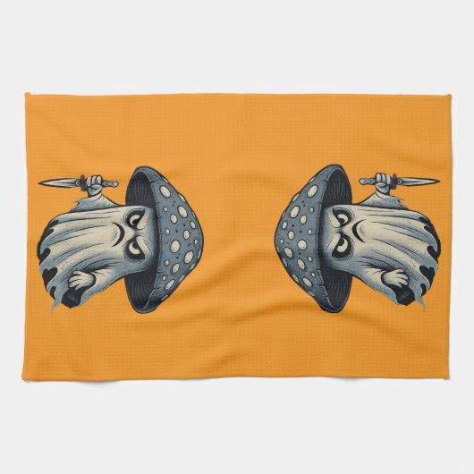 Killer 'Shroom – Spooky Ghost with Knife Theedoek (Horizontaal)