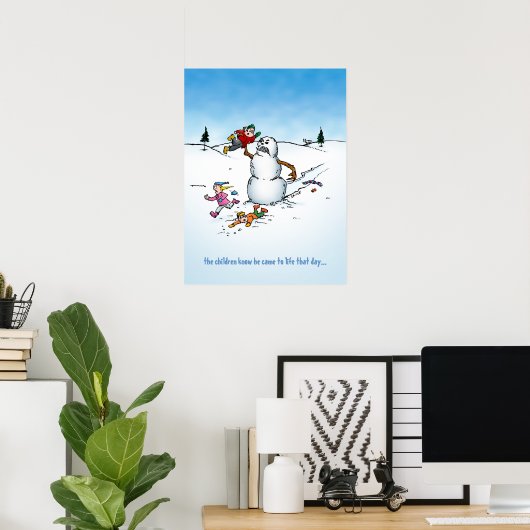 Killer Snowman Cartoon Poster (Thuiskantoor)