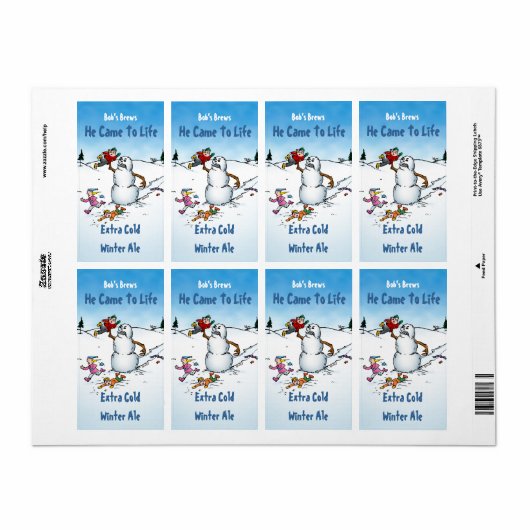 Killer Snowman Funny Beer Labels (Full Sheet)