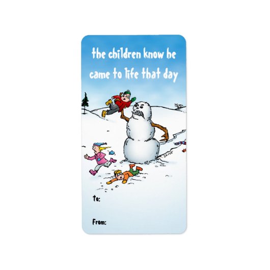 Killer Snowman Funny Cartoon Gift Labels (Voorkant)