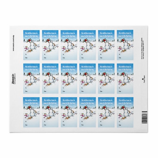 Killer Snowman Funny Cartoon Gift Labels (Full Sheet)