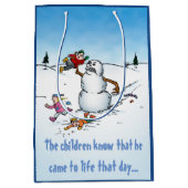 Killer Snowman Funny Cartoon kerstcadeau Medium Cadeauzakje (Voorkant)