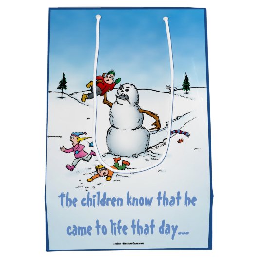 Killer Snowman Funny Cartoon kerstcadeau Medium Cadeauzakje (Achterkant)