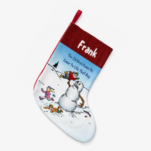 Killer Snowman Funny Cartoon Kleine Kerstsok (Voorkant (Hangend))