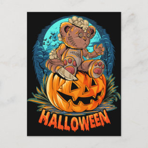 Killer Teddy Bear Halloween Jack-o-lantern Briefkaart