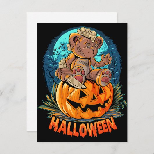 Killer Teddy Bear Halloween Jack-o-lantern Briefkaart (Voorkant / Achterkant)