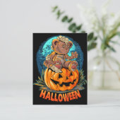 Killer Teddy Bear Halloween Jack-o-lantern Briefkaart (Staand voorkant)
