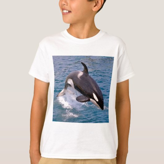 Killer walvis springt uit water t-shirt (Voorkant)