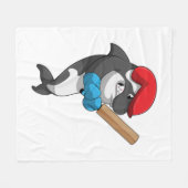 Killer whale bij Cricket met cricket bat Fleece Deken (Voorkant (Horizontaal))