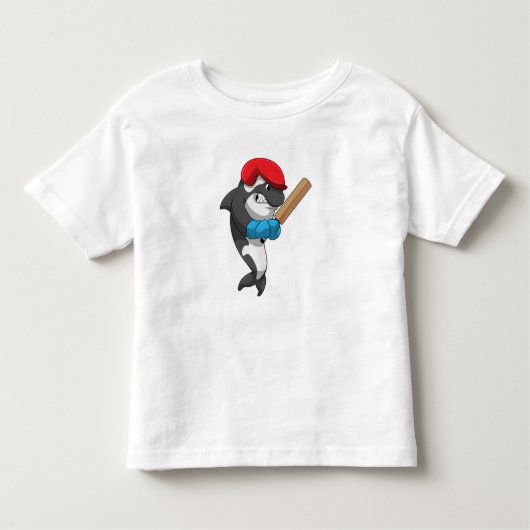 Killer whale bij Cricket met cricket bat Kinder Shirts (Voorkant)