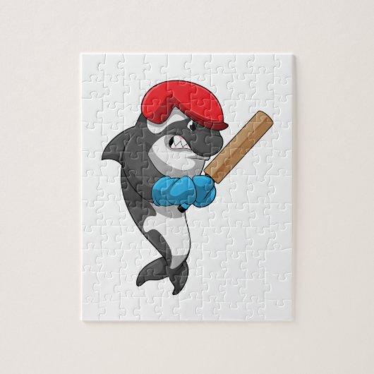 Killer whale bij Cricket met cricket bat Legpuzzel (Verticaal)