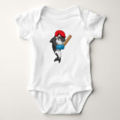 Killer whale bij Cricket met cricket bat Romper (Voorkant)
